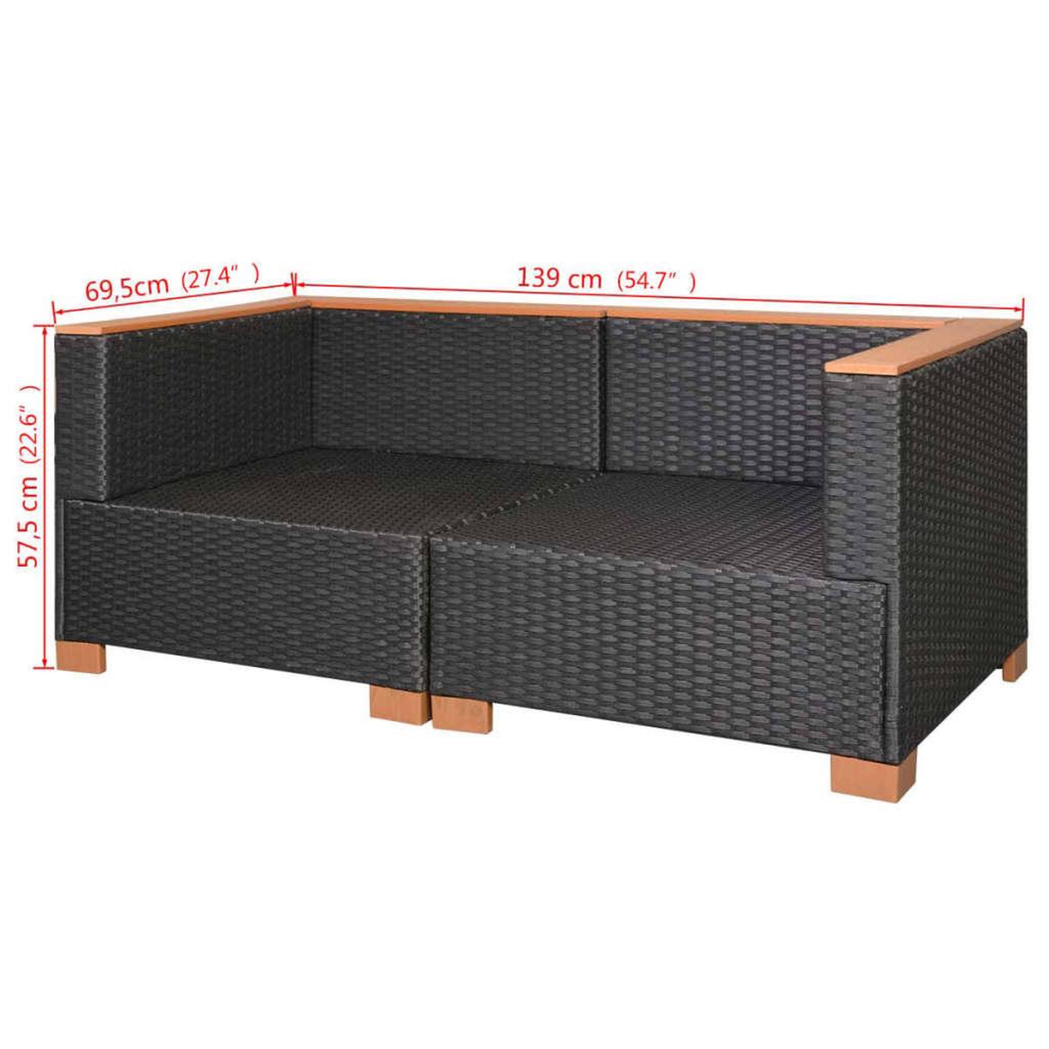 Voir la diapositive 6 : VIDAXL Canape de jardin Resine tressee Noir