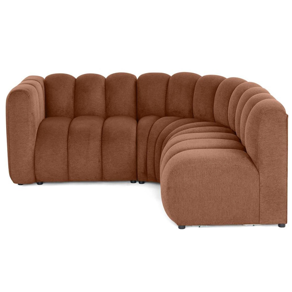 LISA DESIGN Debbie - canapé modulable d'angle droit 4 places avec accoudoir en tissu texturé