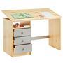 Voir la diapositive 4 : IDIMEX Bureau enfant KEVIN, en pin massif, 3 tiroirs et plateau inclinable
