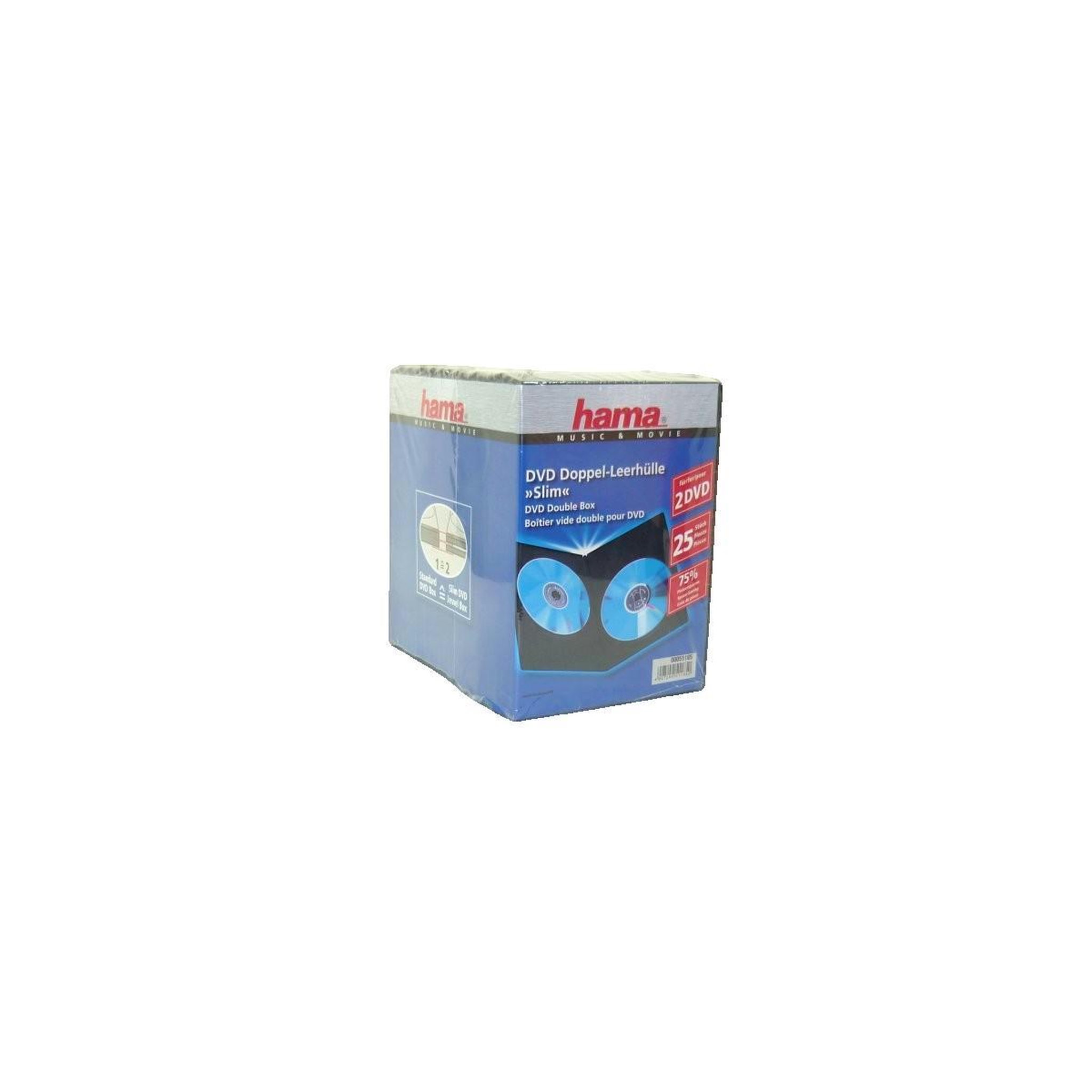 Hama Boîtiers DVD Slim Double Hama 2 DVD - Pack de 25 - Noir