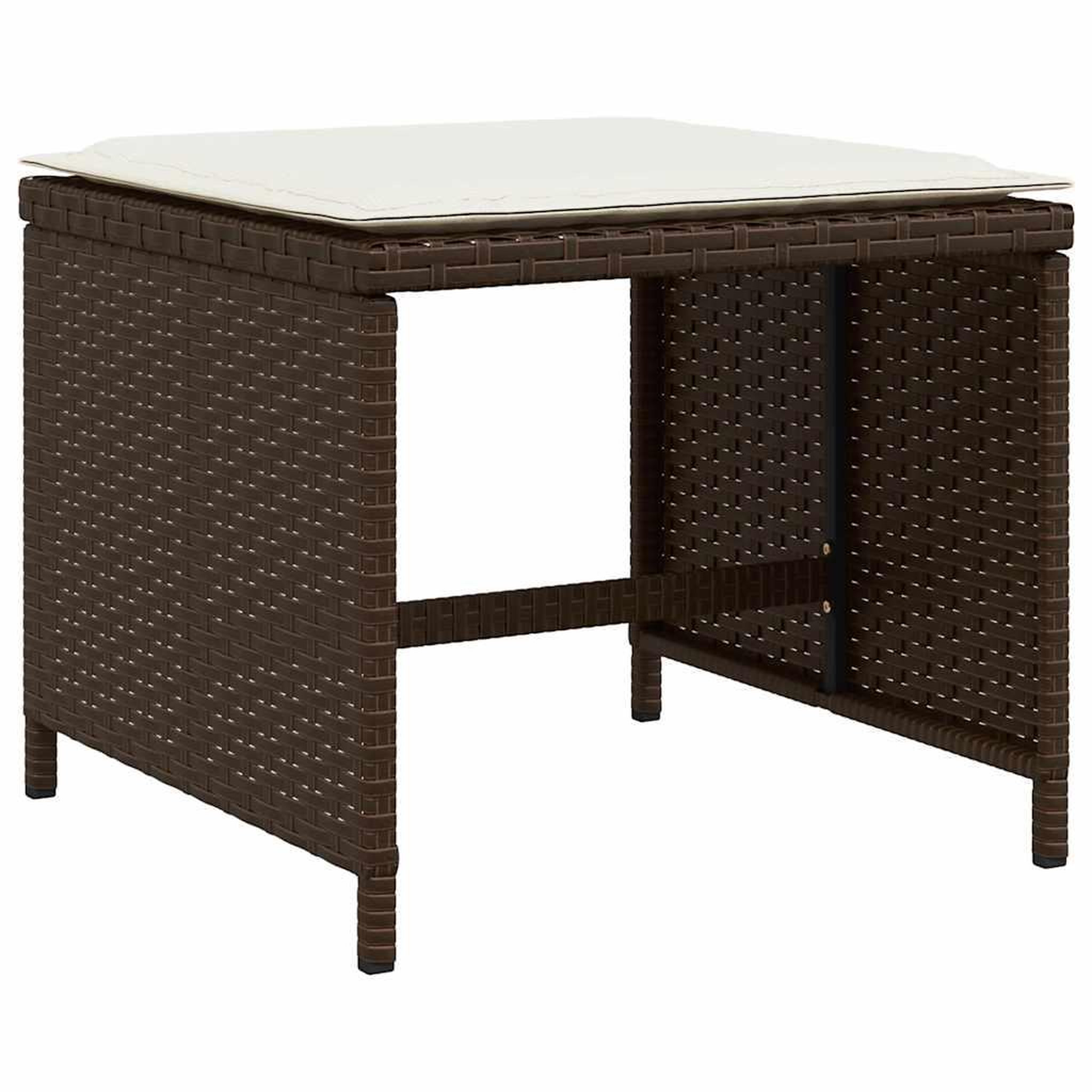 Voir la diapositive 4 : VIDAXL Tabourets de jardin et coussins lot de 4 marron resine tressee