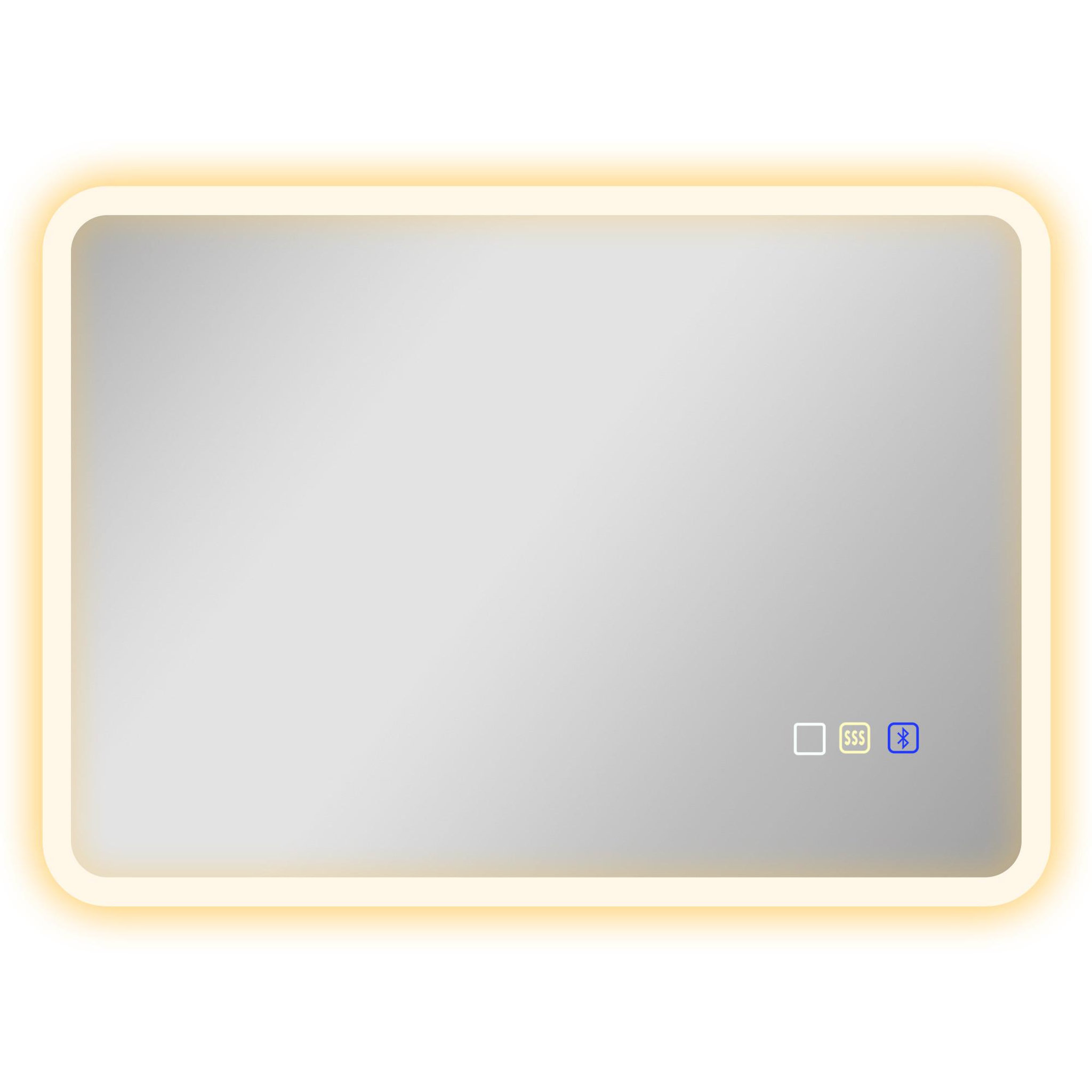 HOMCOM Miroir lumineux led salle de bain 50 x 70 cm bluetooth interrupteur tactile lumière réglable 3 couleurs fonction anti-buée et mémoire