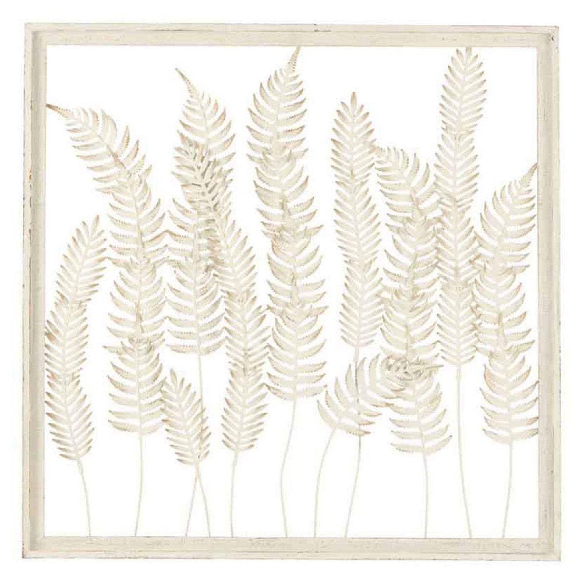 Voir la diapositive 1 : J-LINE Décoration Murale en Métal  Plantes  82cm Blanc