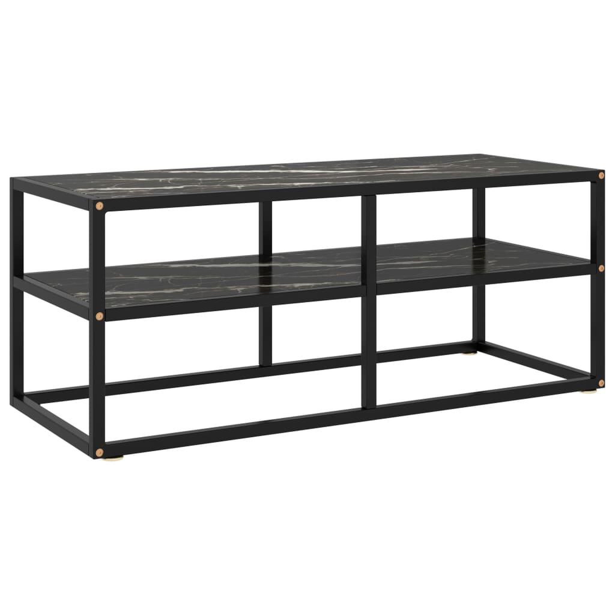 Voir la diapositive 1 : VIDAXL Meuble TV noir avec verre marbre noir 100x40x40 cm
