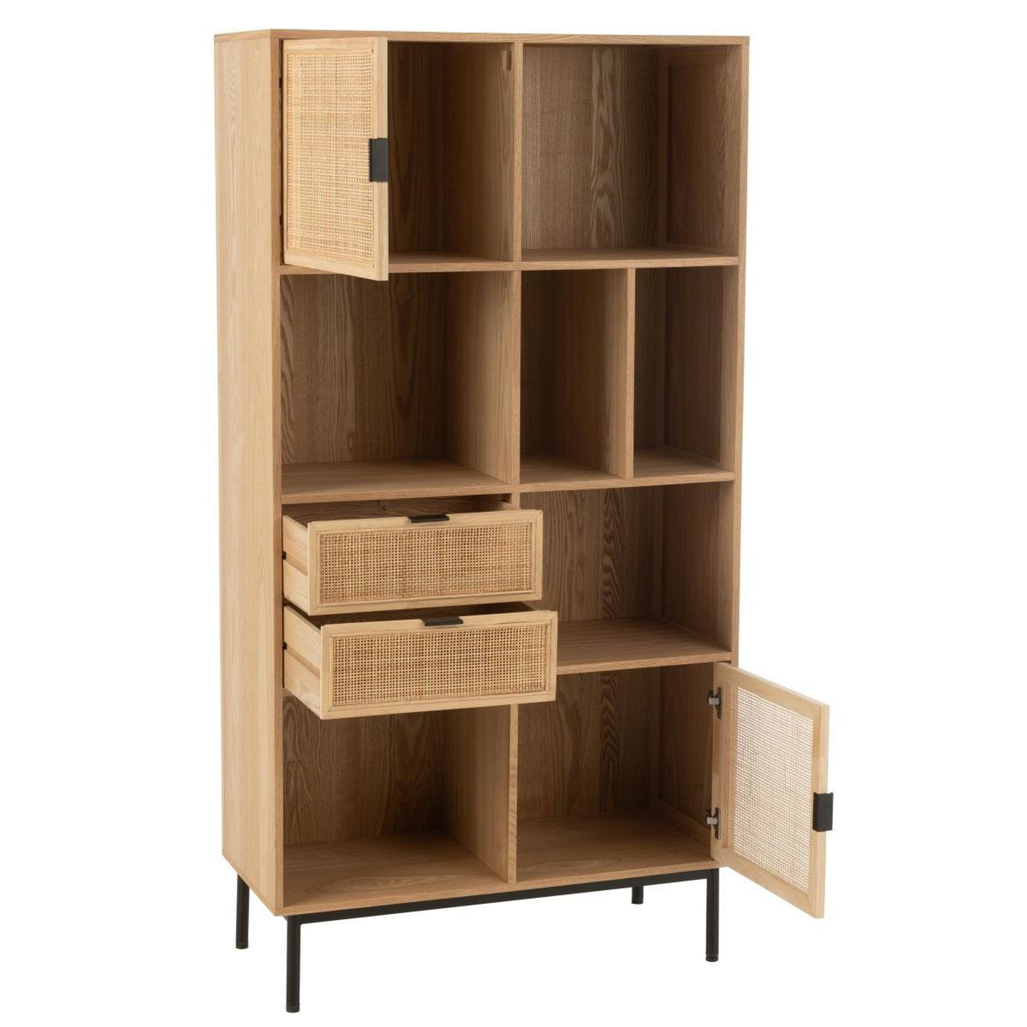 Voir la diapositive 3 : J-LINE Bibliothèque cannage  kory  174cm naturel