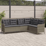 VIDAXL Canape de jardin avec coussins forme de L gris resine tressee
