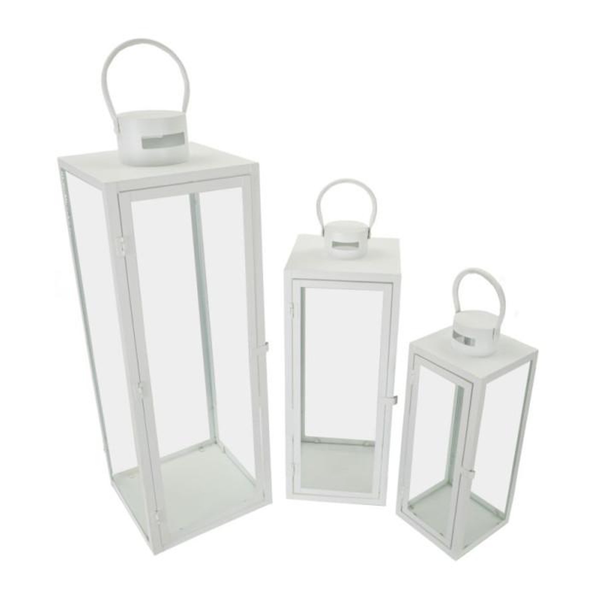 Voir la diapositive 2 : Paris Prix Lot de 3 Lanternes en Verre  Magic  66cm Blanc