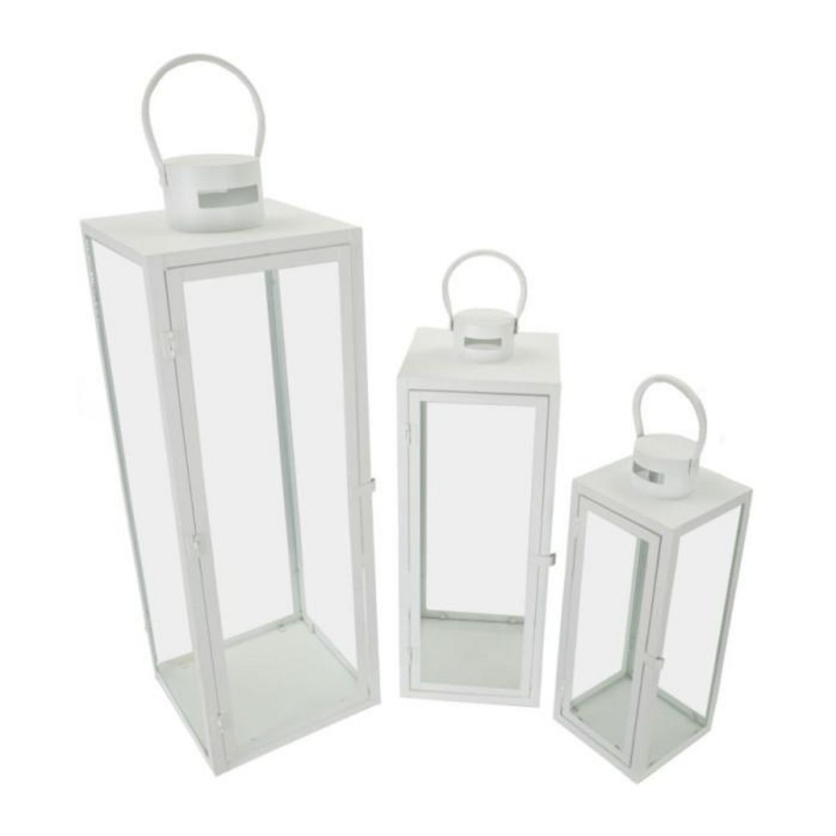 Paris Prix Lot de 3 Lanternes en Verre  Magic  66cm Blanc