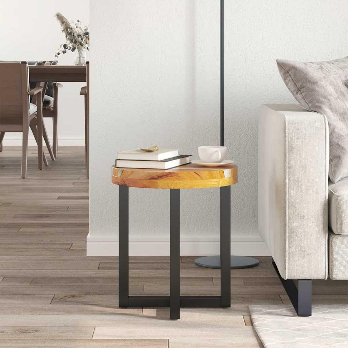 VIDAXL Table basse 40x45 cm Bois de teck massif et polyresine