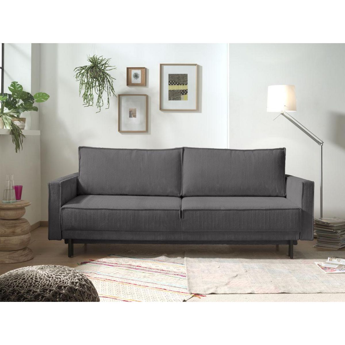 LISA DESIGN Charlie - canapé 3 places convertible avec coffre - en velours côtelé