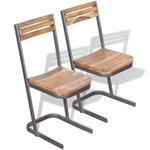 VIDAXL Chaises a manger lot de 2 bois de teck massif