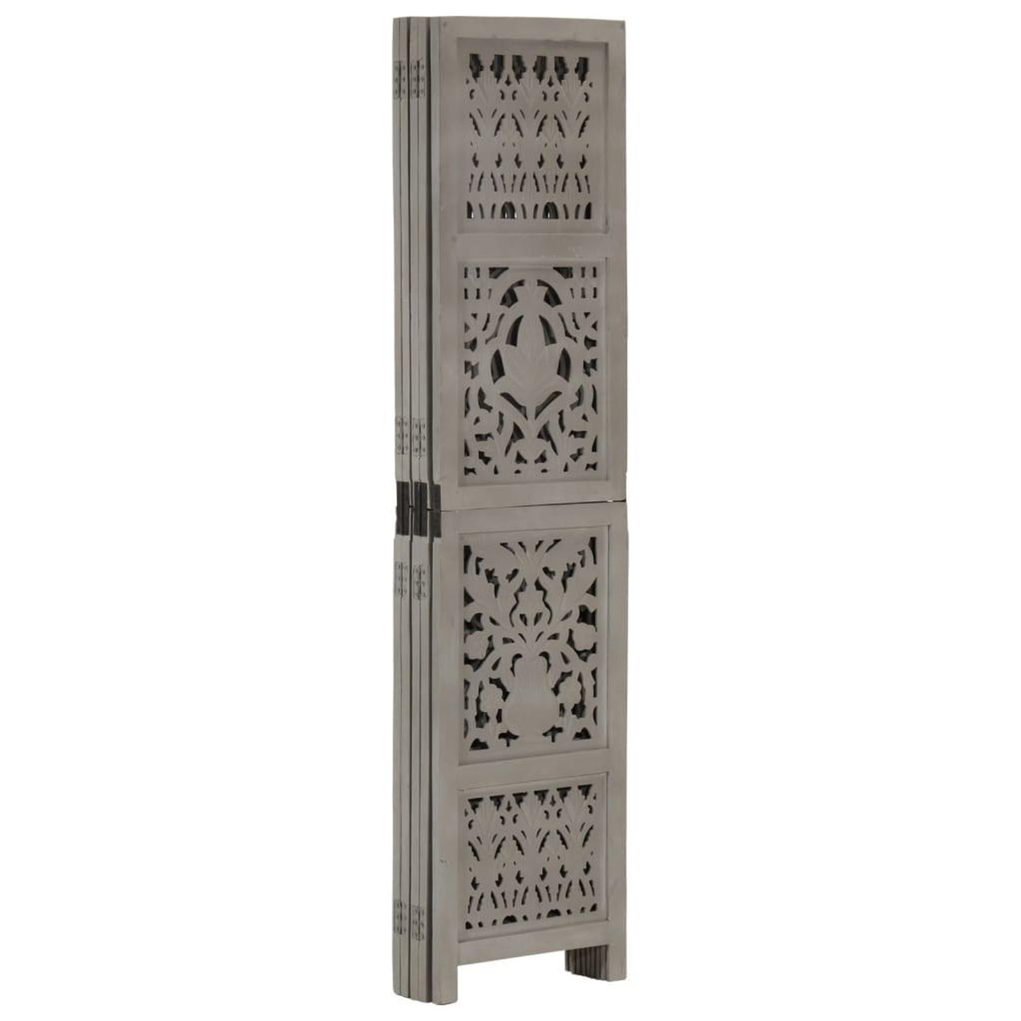 Voir la diapositive 2 : VIDAXL Cloison de separation 5 panneaux Gris 200x165 cm Bois manguier