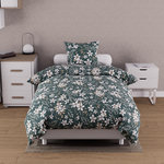 SOLEIL D'OCRE Parure housse de couette en coton 57 fils MANON, par Soleil d'ocre. Coloris disponibles : Marron, Vert