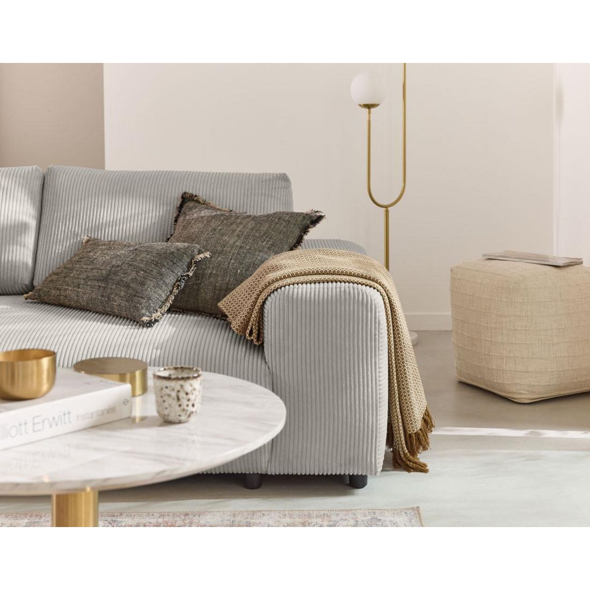 LISA DESIGN Garance - canapé droit 3 places - en velours côtelé