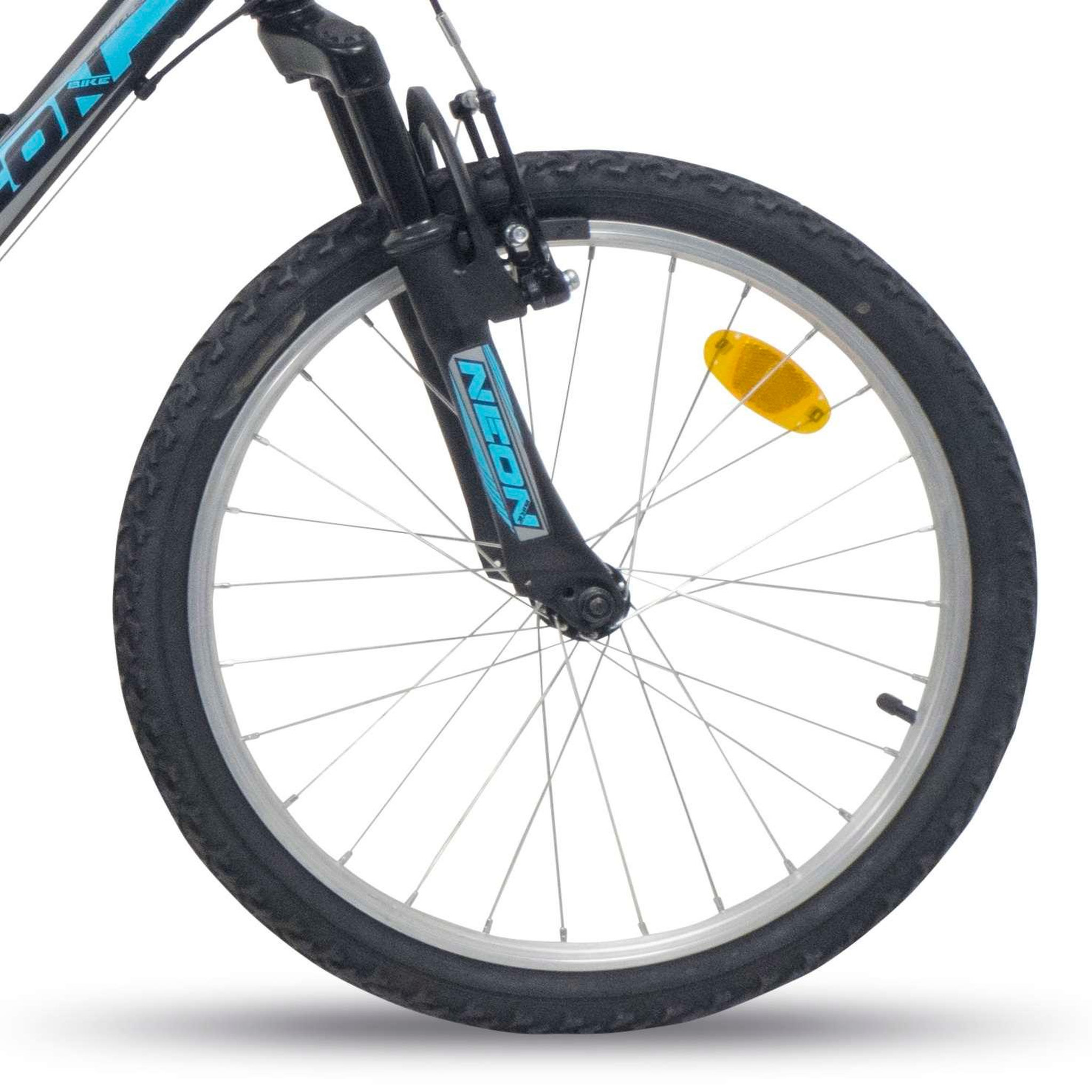 Voir la diapositive 2 : Vélo enfant (120/140 cm) - VTT 20  avec cadre et fourche suspendu, 6 vitesses via une poignée tournante et dérailleur Shimano TY21 + freins V-Brake et jantes en aluminium
