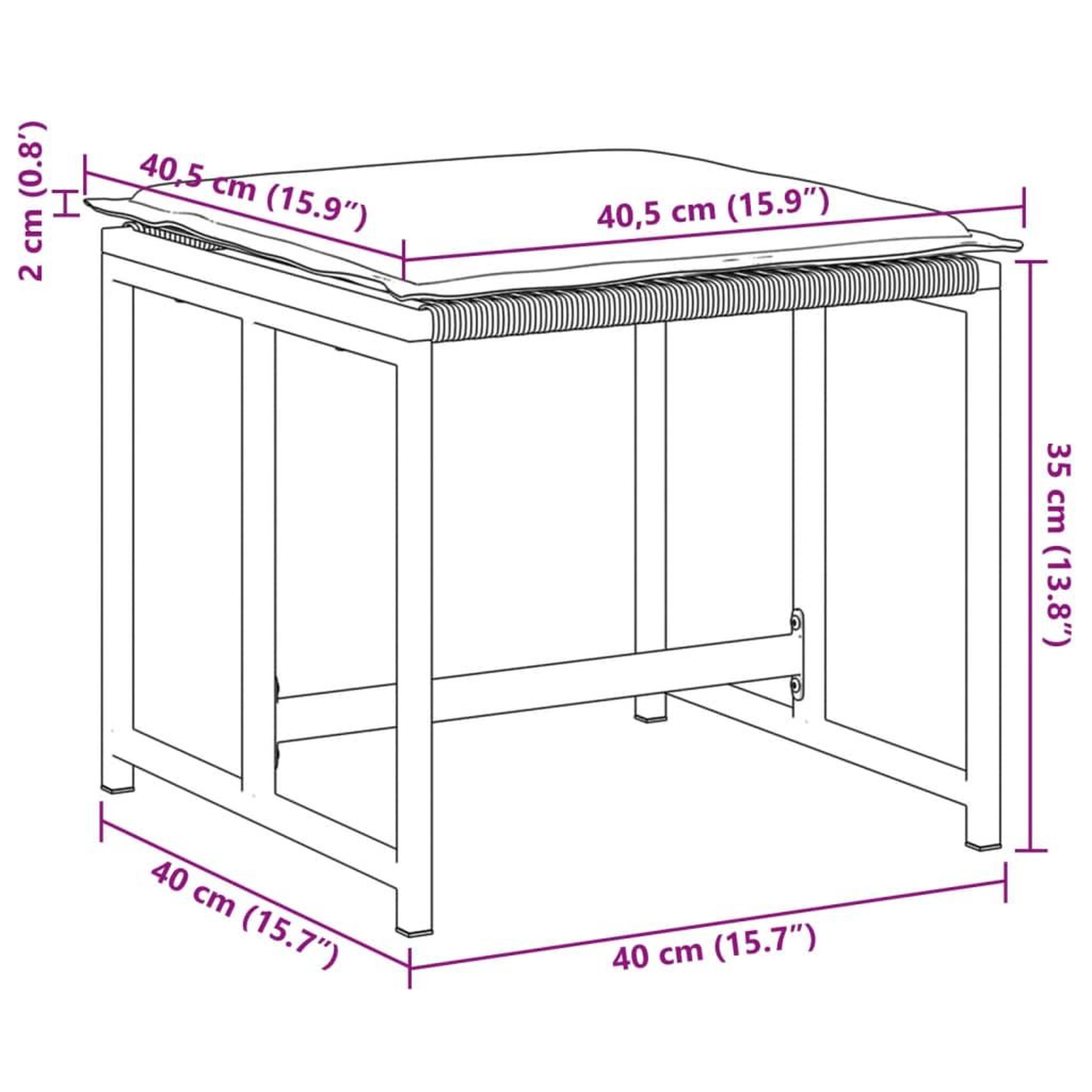 Voir la diapositive 6 : VIDAXL Tabourets de jardin avec coussins lot de 4 noir resine tressee