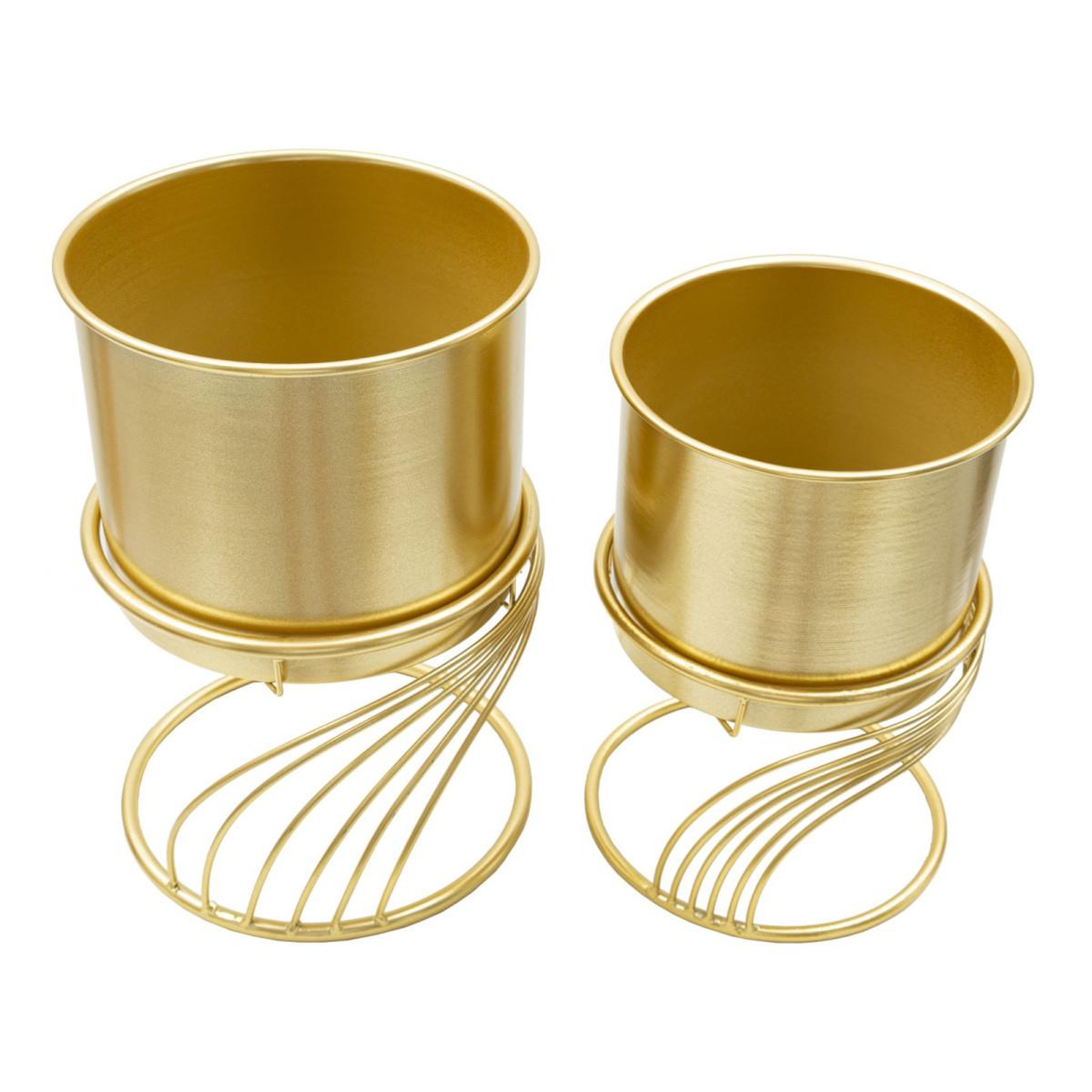 Voir la diapositive 2 : Paris Prix Lot de 2 cache-pots sur pied  spirally  35cm or