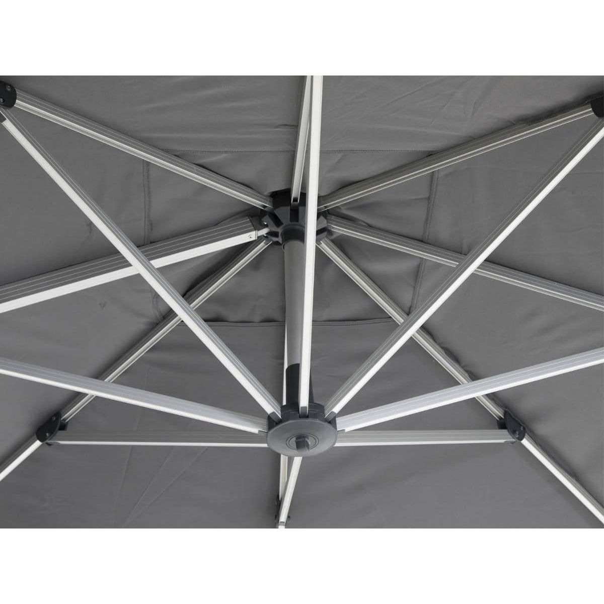 HESPERIDE Parasol déporté droit carré Equador Ardoise avec LED 3 x 3 m - Hespéride