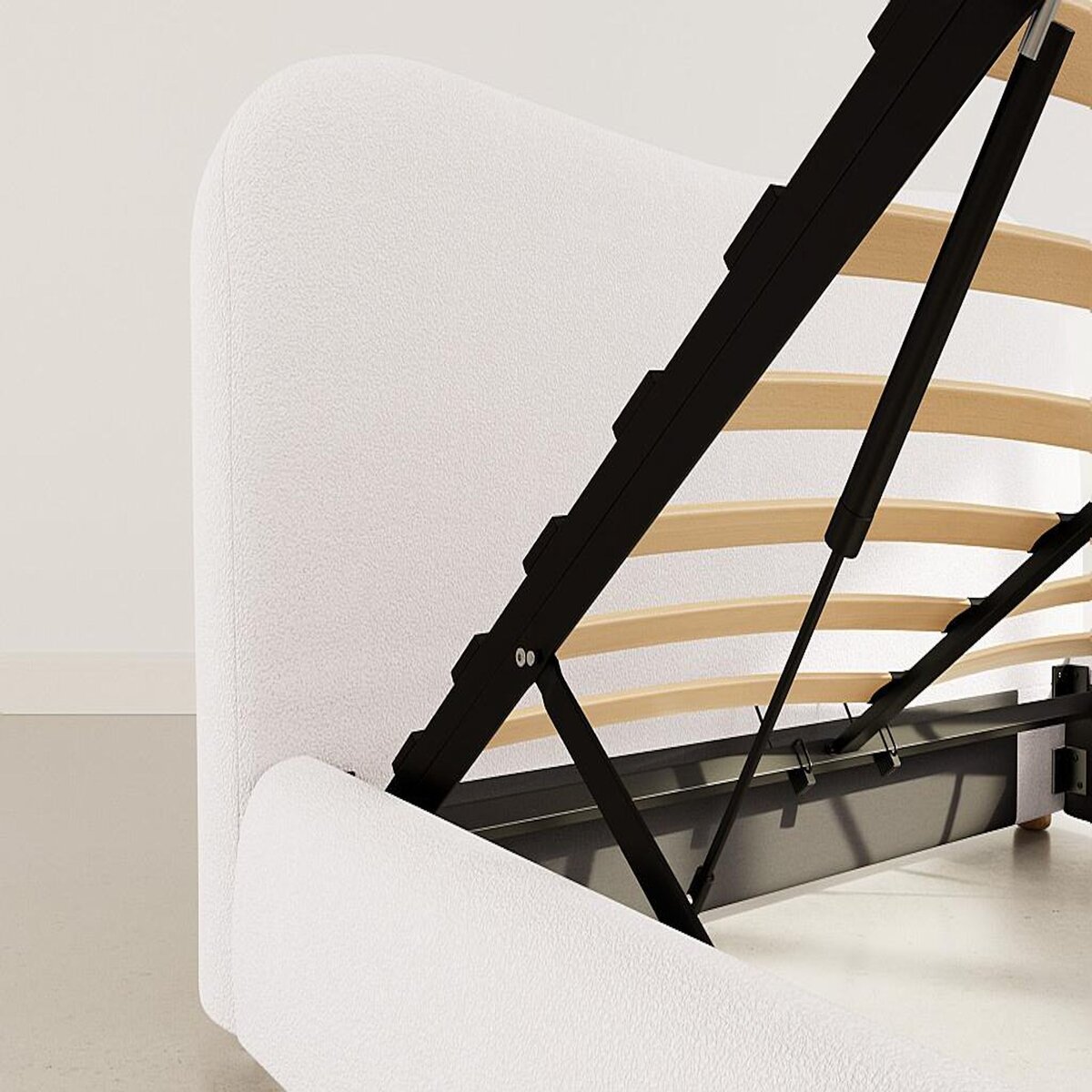 BEST MOBILIER Hugo - lit coffre - 160x200 cm - en tissu bouclette