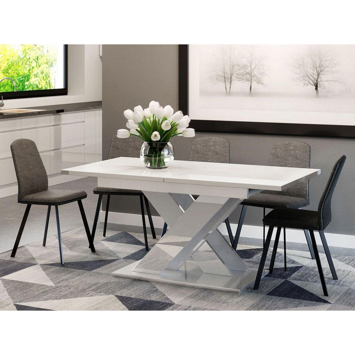 BEST MOBILIER Buriti - table à manger extensible - blanche - 4 à 6 personnes