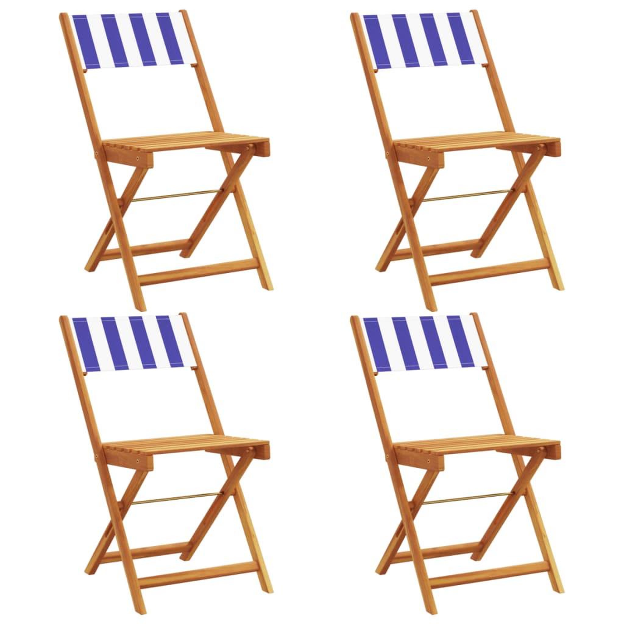 Voir la diapositive 2 : VIDAXL Chaises de jardin pliantes lot de 4 tissu et bois massif
