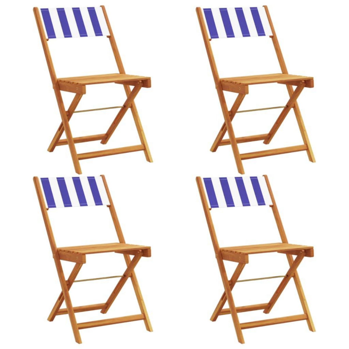 VIDAXL Chaises de jardin pliantes lot de 4 tissu et bois massif