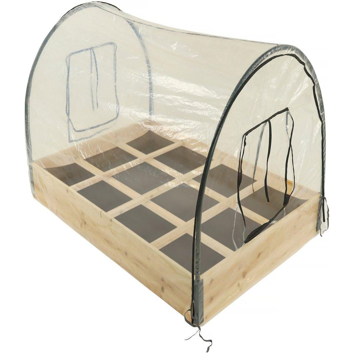 Habitat et Jardin Carré potager en bois  Muscari  - 116 x 81 x 67,5 cm - avec housse serre châssis