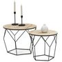 Voir la diapositive 4 : VS VENTA-STOCK Set de 2 Tables Basses Tokio,Plateau en placage de Bois Naturel et Structure en métal