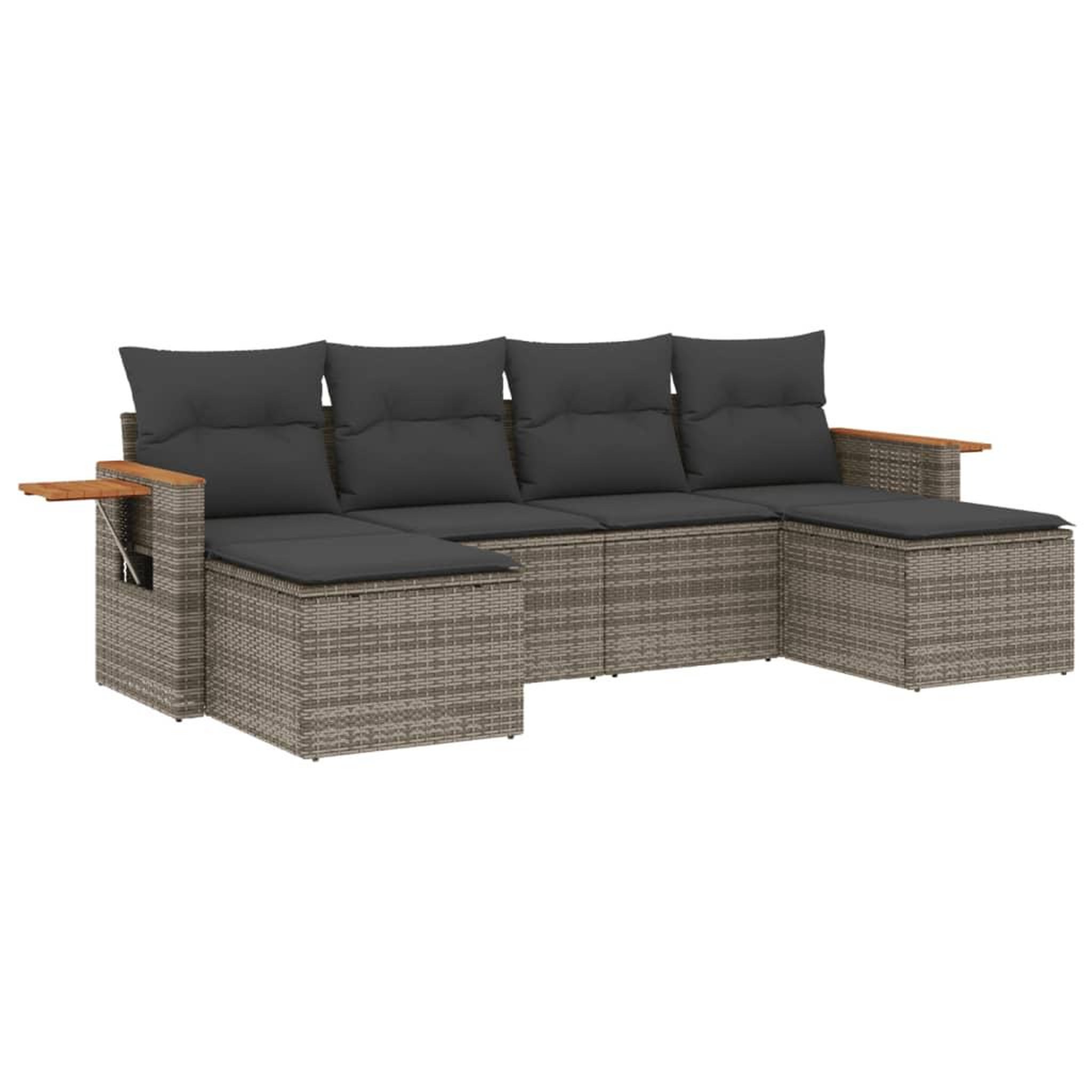 Voir la diapositive 2 : VIDAXL Salon de jardin 6 pcs avec coussins gris resine tressee