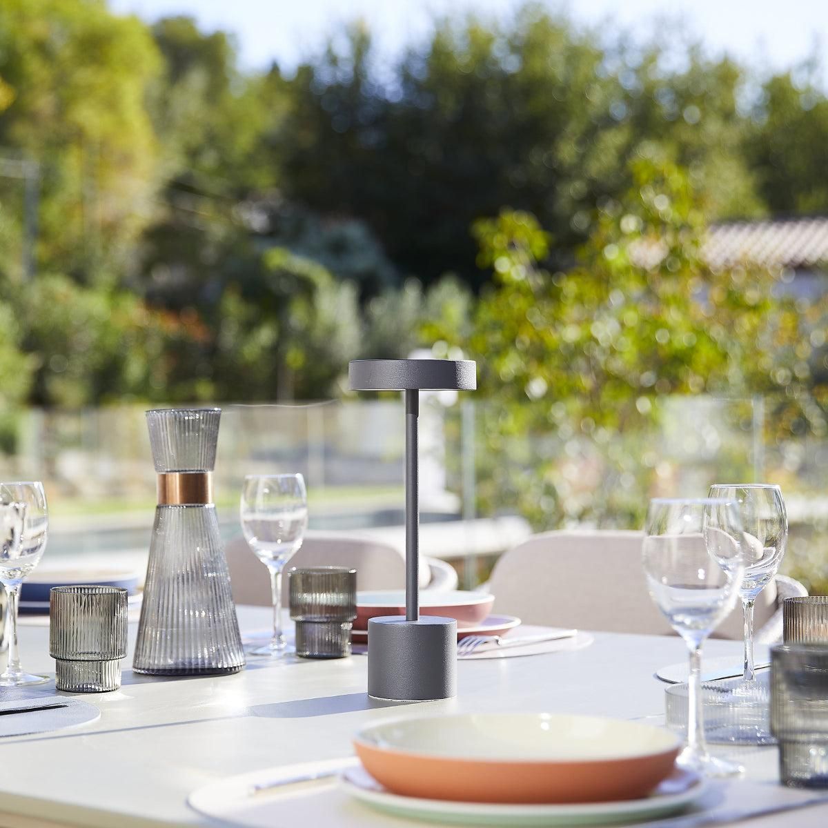 Lumisky Lampe de table sans fil touch LED ROBY Gris Aluminium H30CM