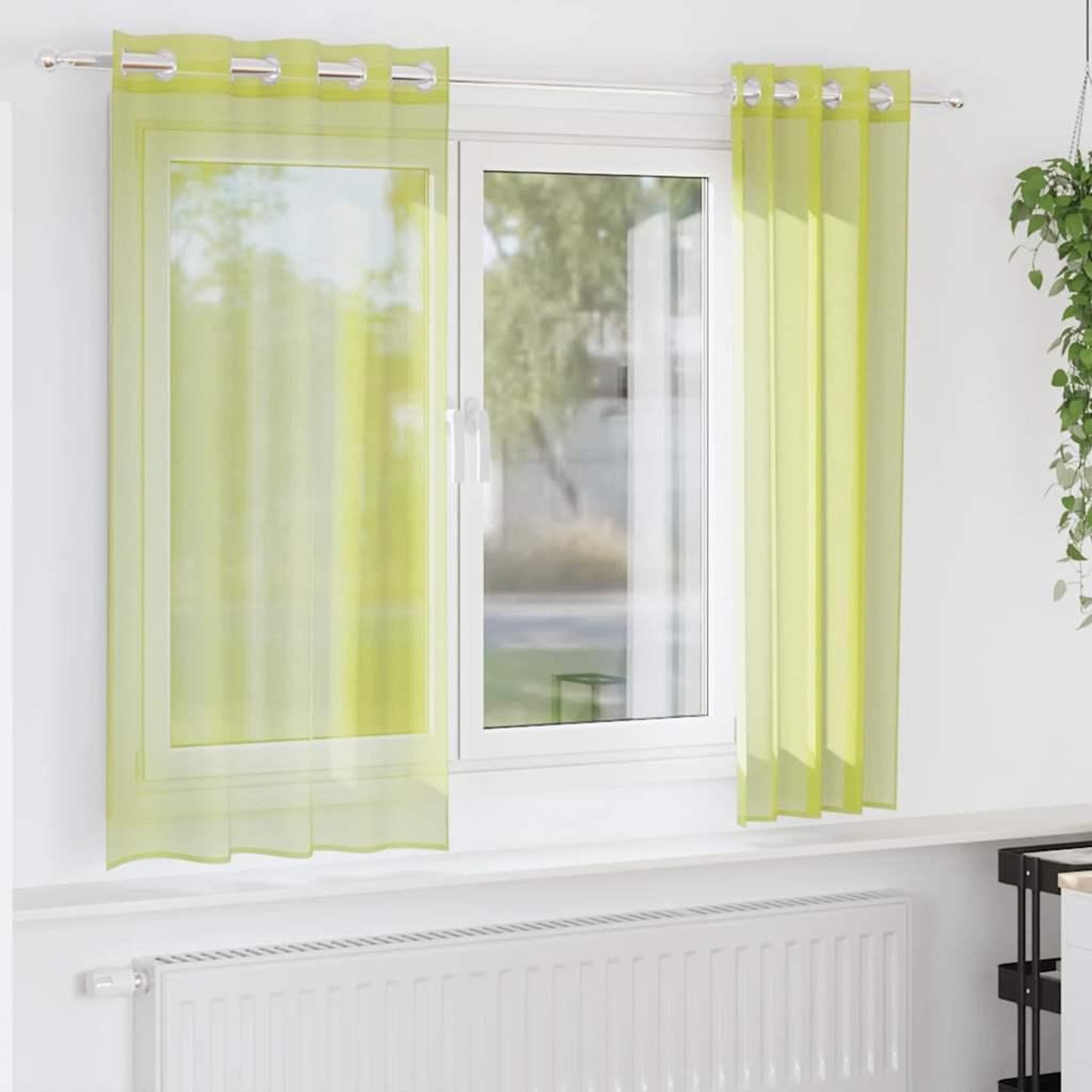 VIDAXL Rideaux en voile avec œillets 2 pcs vert pomme 140x175 cm