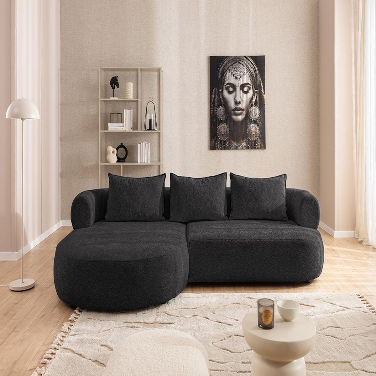 LISA DESIGN Angela - canapé d'angle gauche 4 places en velours texturé