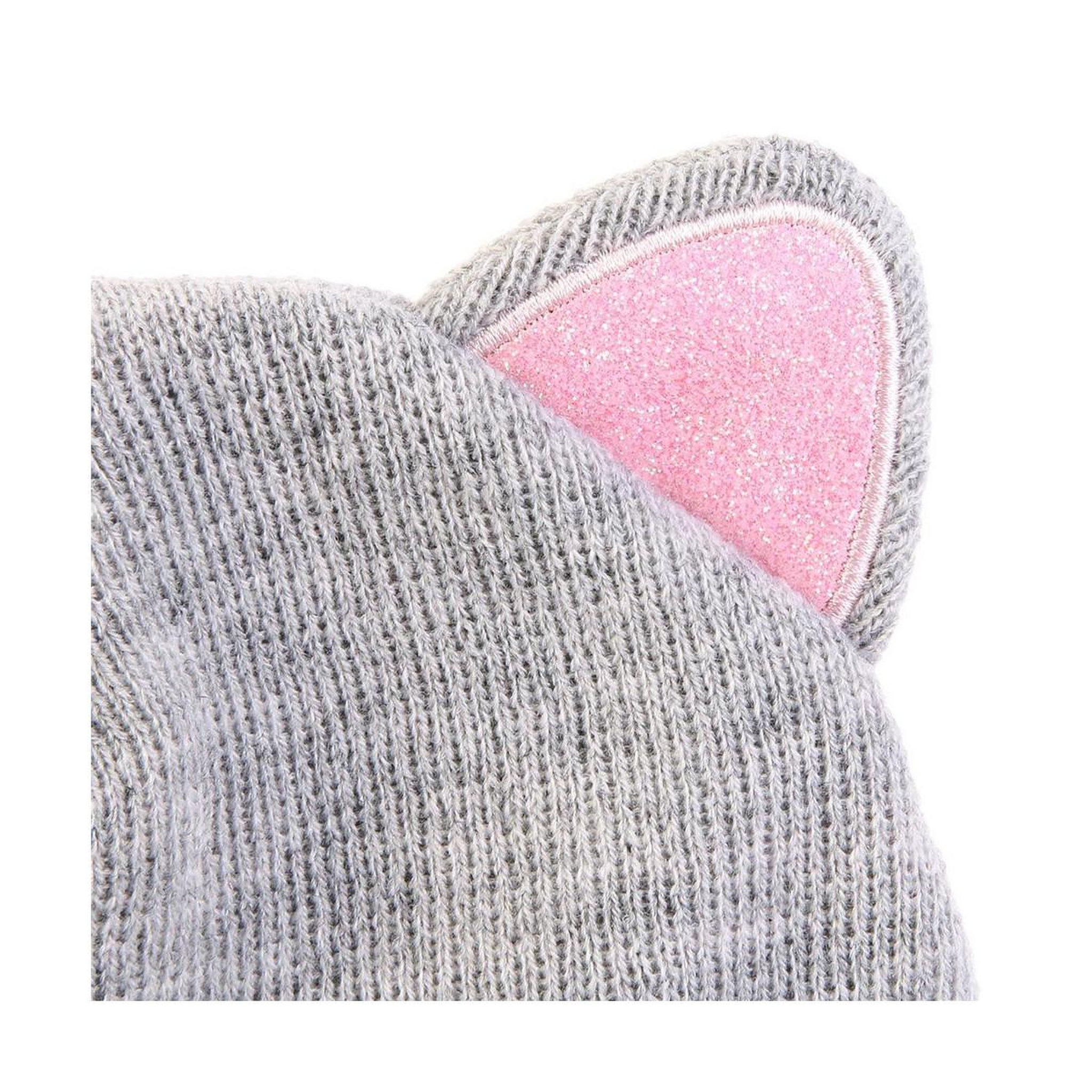 Voir la diapositive 2 : SENSLY Bonnet enfant  chat  21cm gris & rose