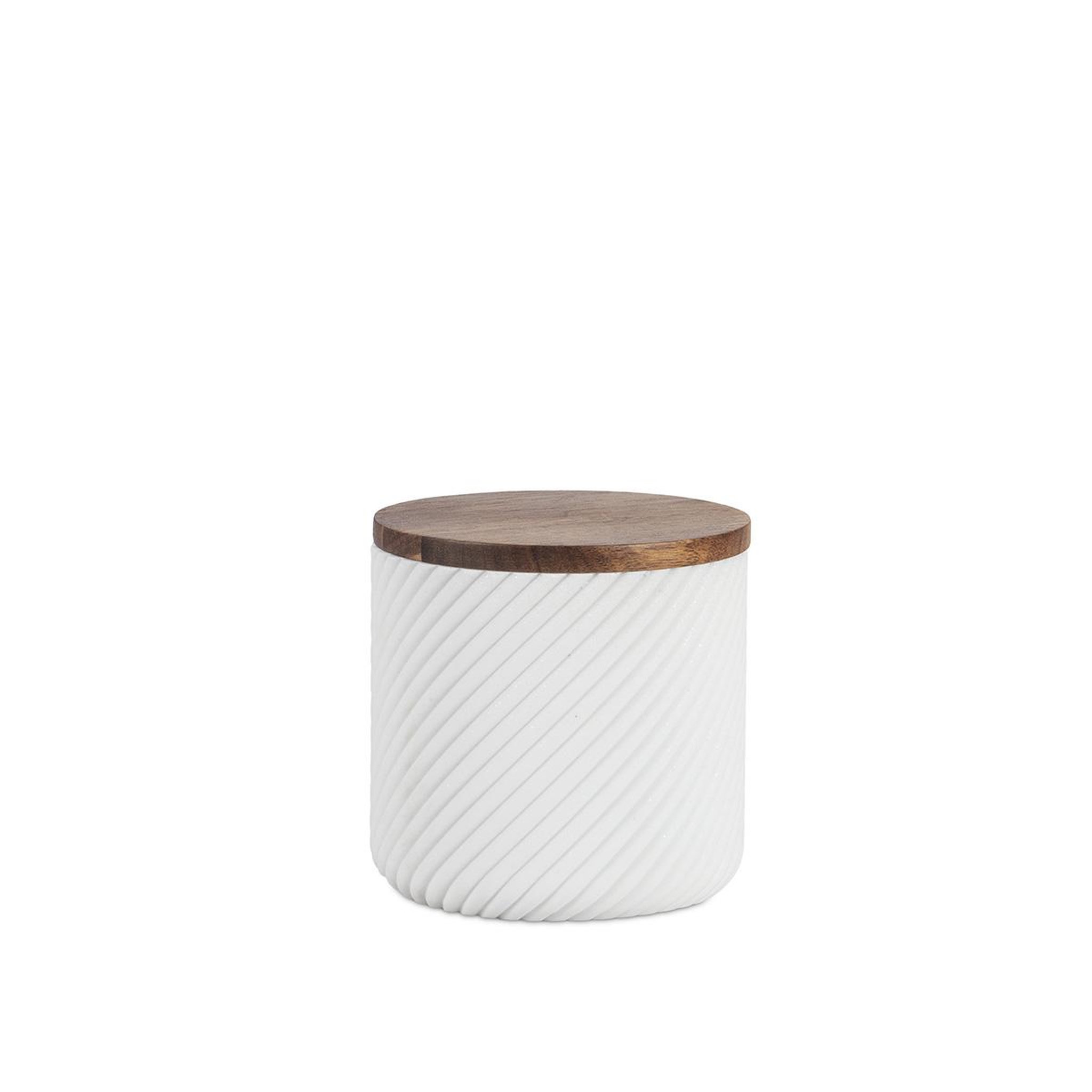MAISON AUBERTIN Boîte à coton - Résine blanche et bois - ASCOLI