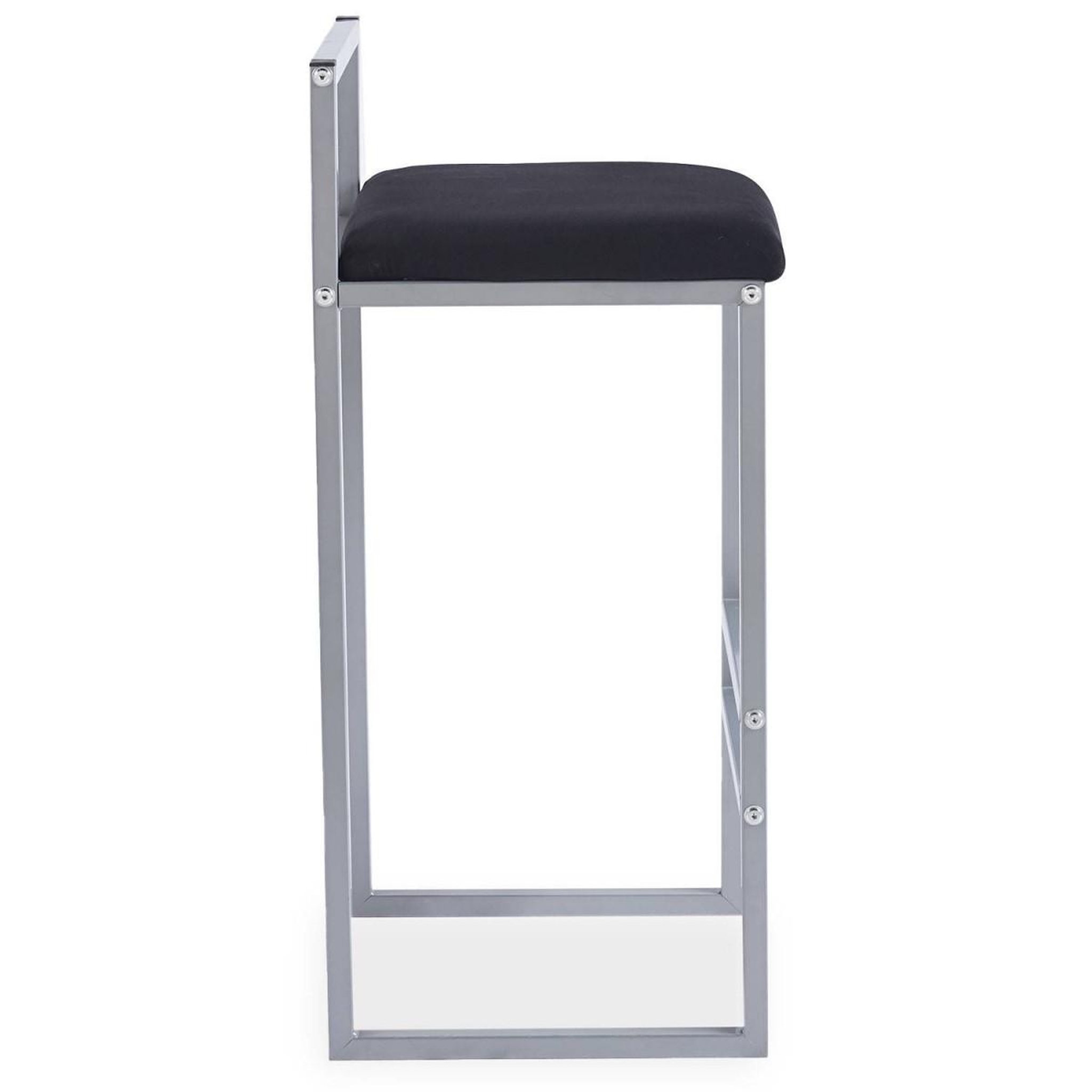 Voir la diapositive 4 : Paris Prix Tabouret de bar velours  dakota  80cm noir & argent