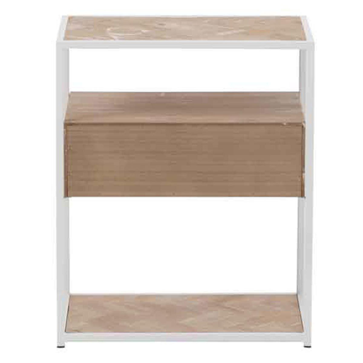 Paris Prix Table d'Appoint 1 Tiroir  Miraza  61cm Naturel & Blanc