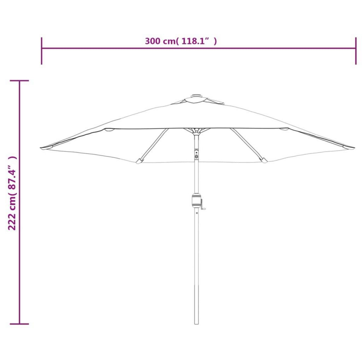 VIDAXL Parasol d'exterieur avec poteau en metal 300 cm Noir