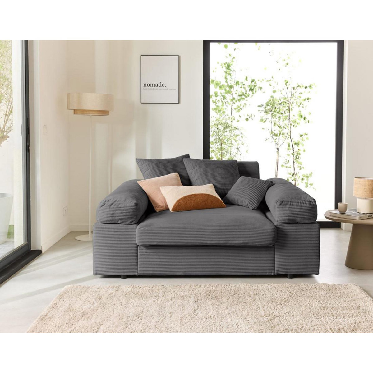 LISA DESIGN Aspen - fauteuil xl - assise profonde - velours côtelé