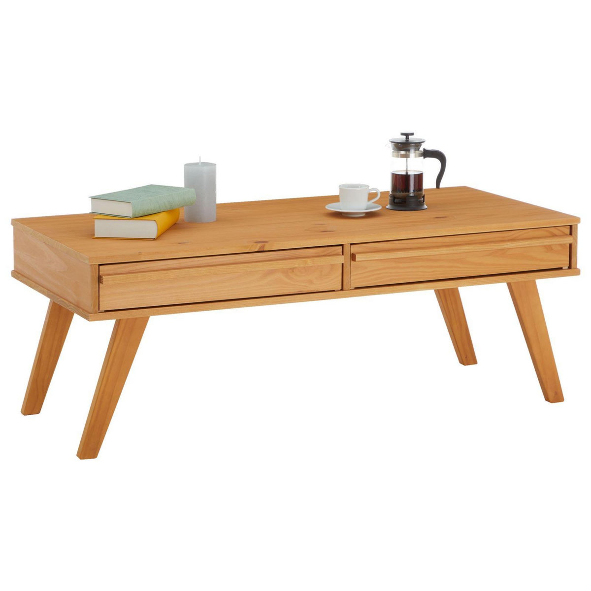 IDIMEX Table basse JONA avec 2 tiroirs, en pin massif