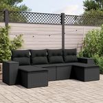 VIDAXL Salon de jardin 6 pcs avec coussins noir resine tressee