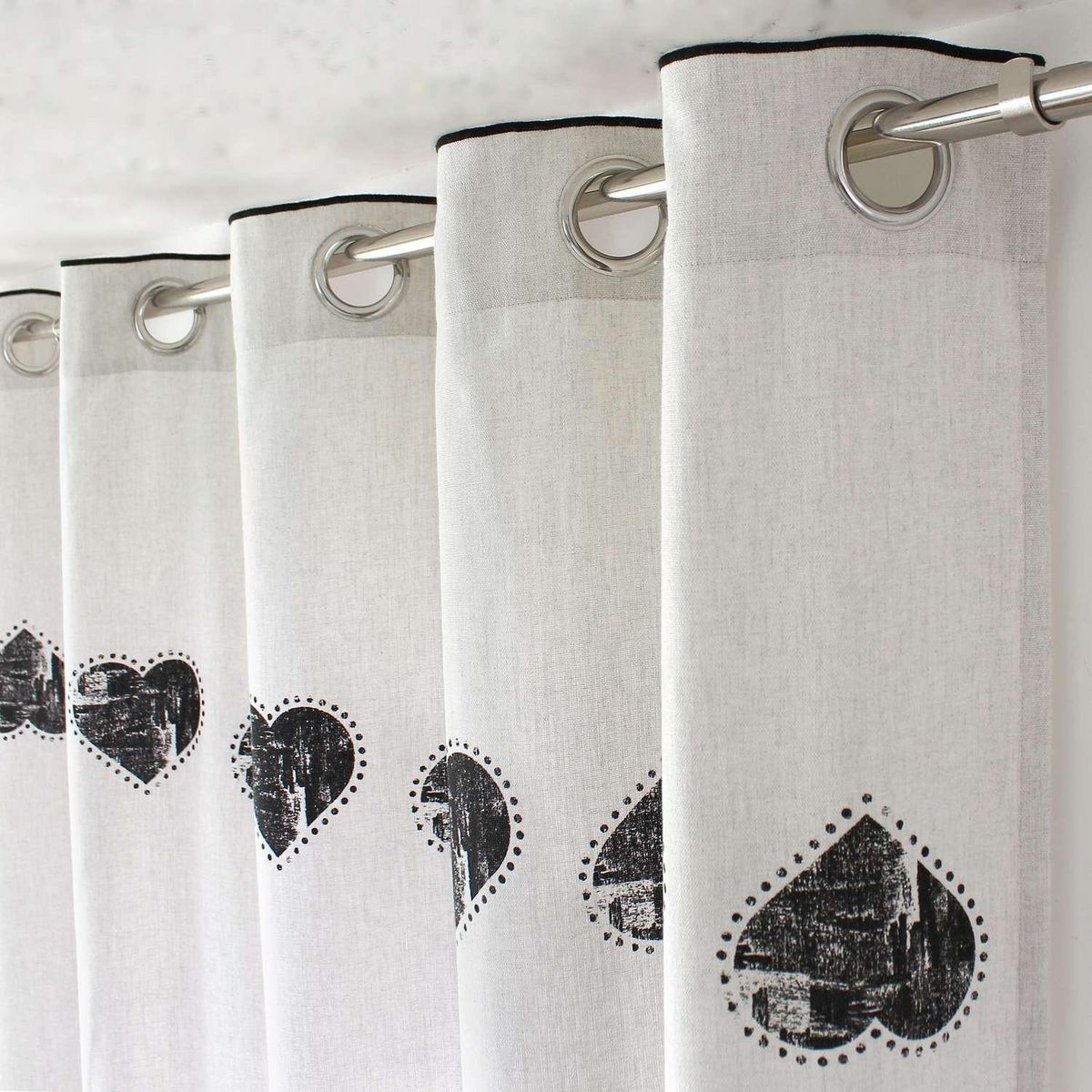 TOILINUX Rideau imprimé cœurs Epicéa