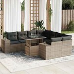VIDAXL Salon de jardin 9 pcs avec coussins gris resine tressee