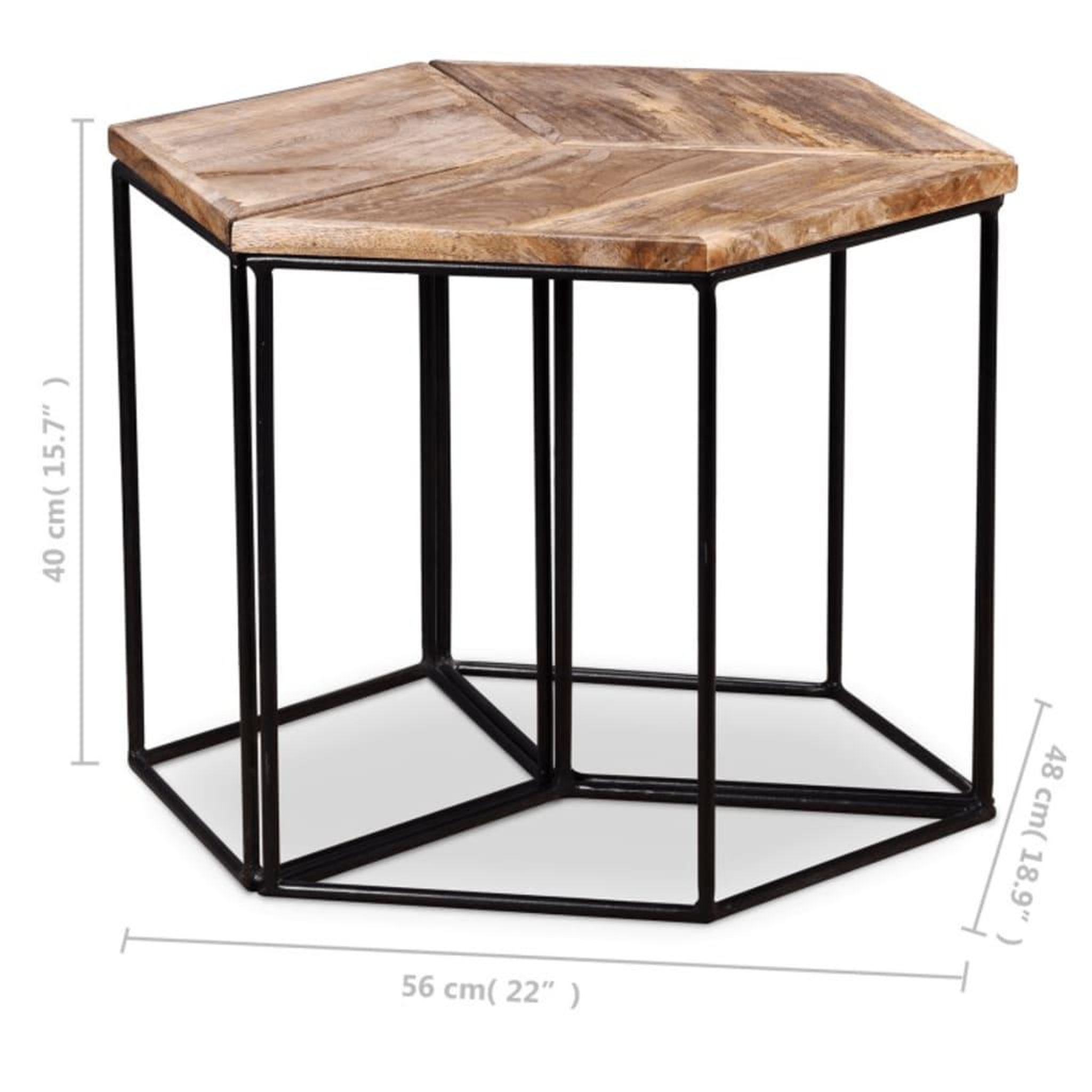 Voir la diapositive 6 : VIDAXL Table basse bois de manguier massif 56x48x40 cm