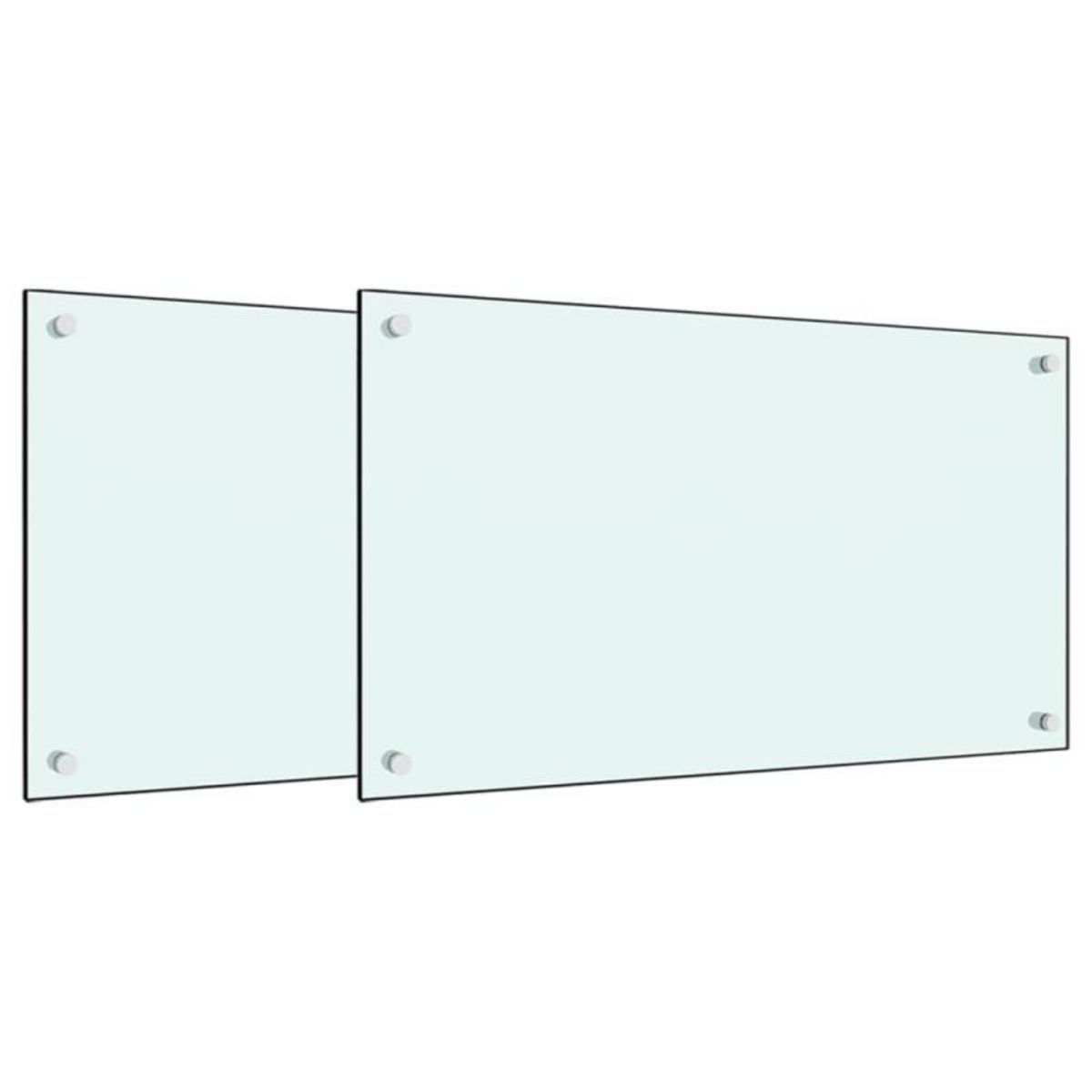 VIDAXL Dosserets de cuisine 2 pcs blanc 70x50 cm verre trempé