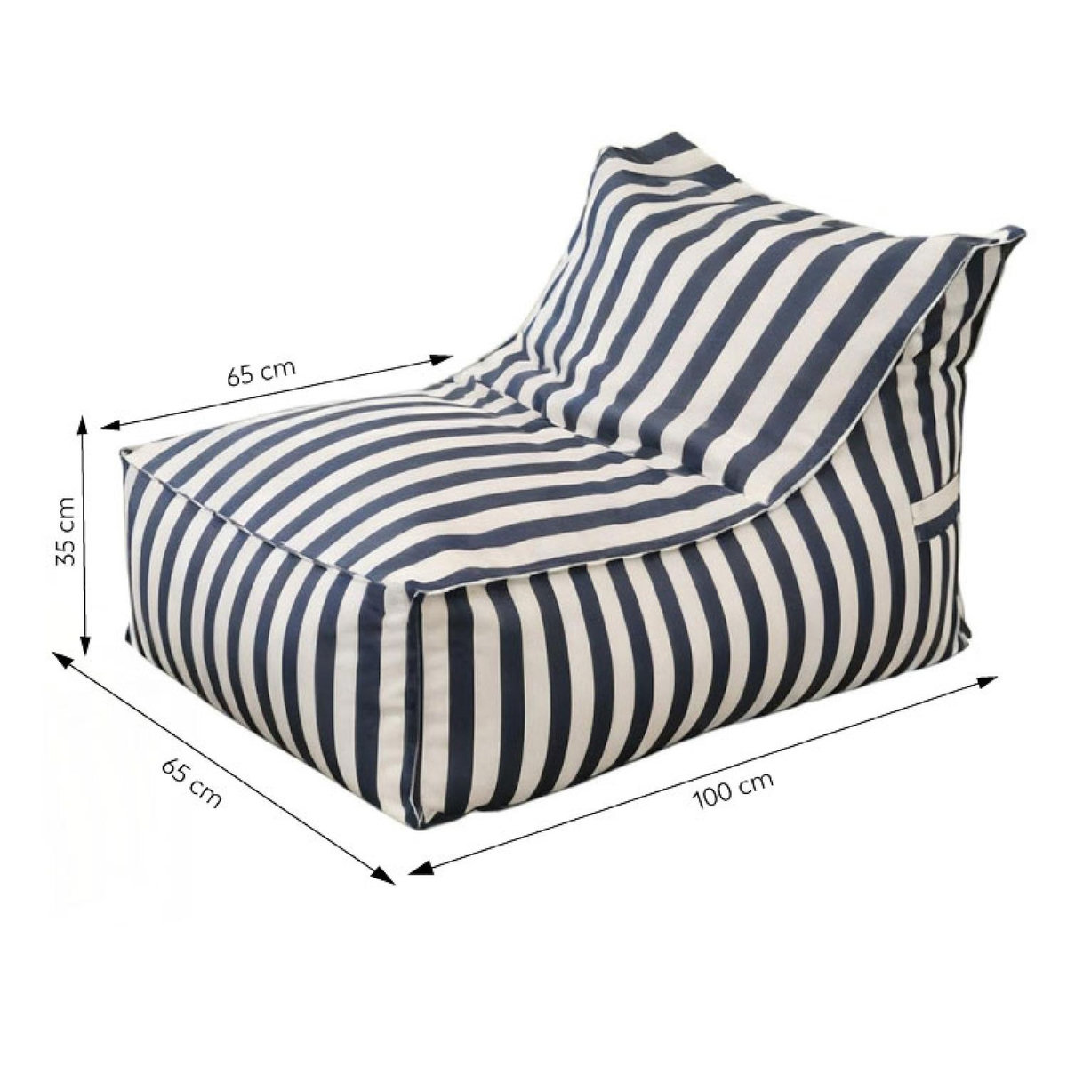 CONCEPT USINE Pouf d'extérieur rayé bleu déperlant et anti-UV – 100x65x65 cm POSITANO