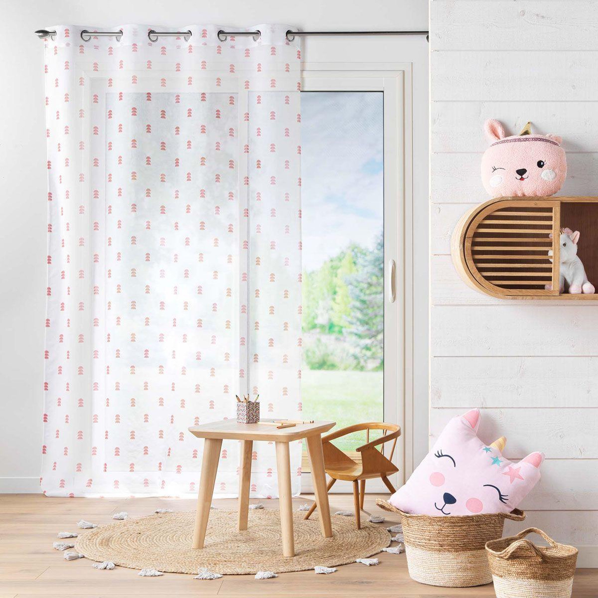 Voir la diapositive 4 : Douceur d'Intérieur Rideau voilage à œillets  geokid  140x240cm rose