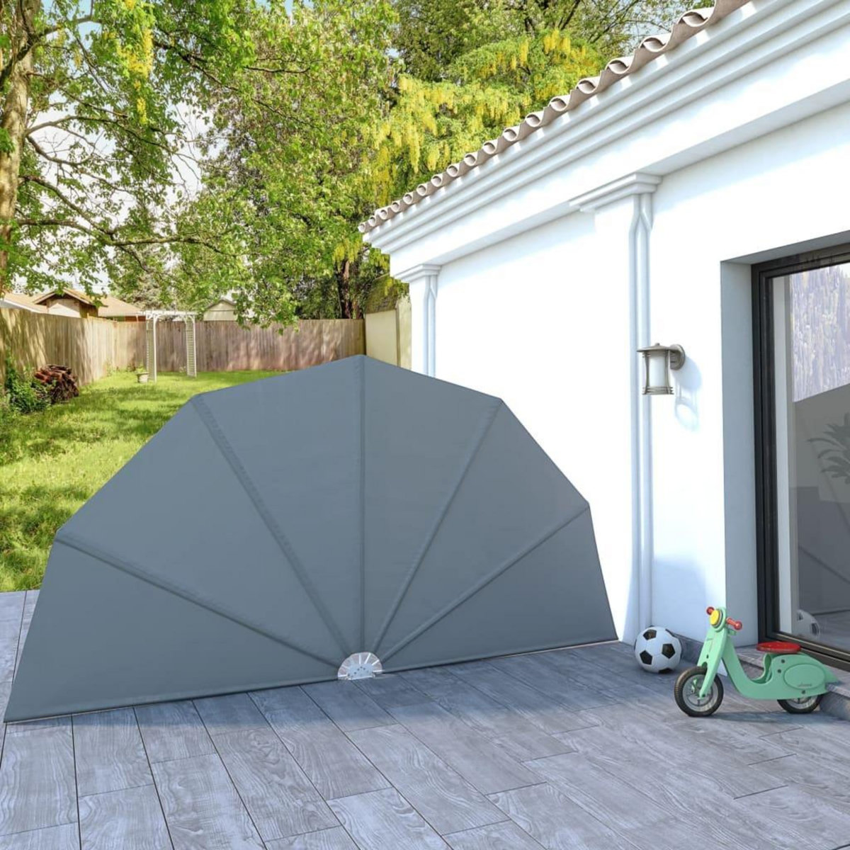 VIDAXL Auvent lateral pliable de terrasse Gris 200 cm