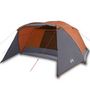 Voir la diapositive 2 : VIDAXL Tente familiale et porche 6 personnes gris orange impermeable