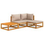 Voir la diapositive 2 : VIDAXL Salon de jardin 4 pcs avec coussins taupe bois massif