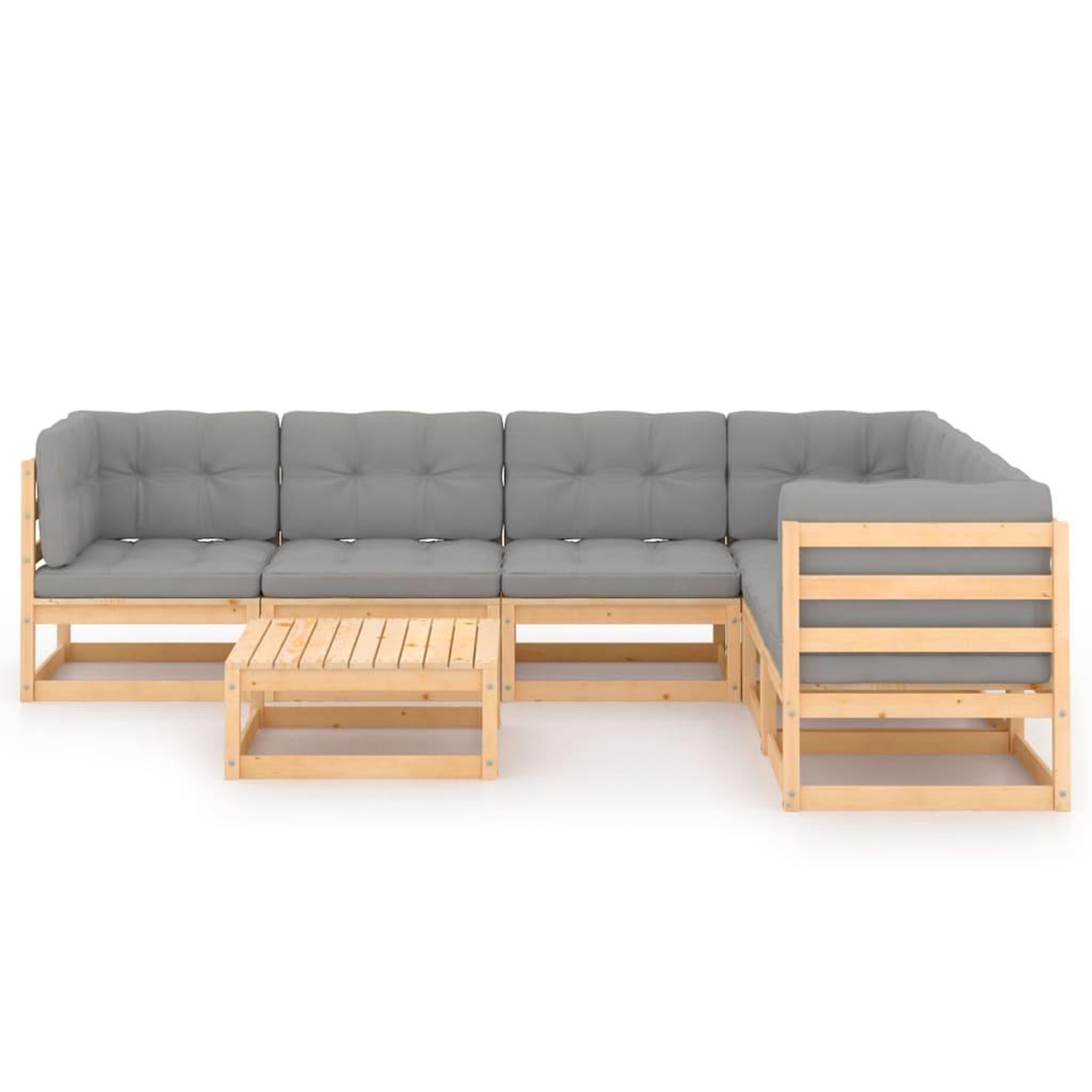 Voir la diapositive 3 : VIDAXL Salon de jardin 7 pcs avec coussins Bois de pin massif